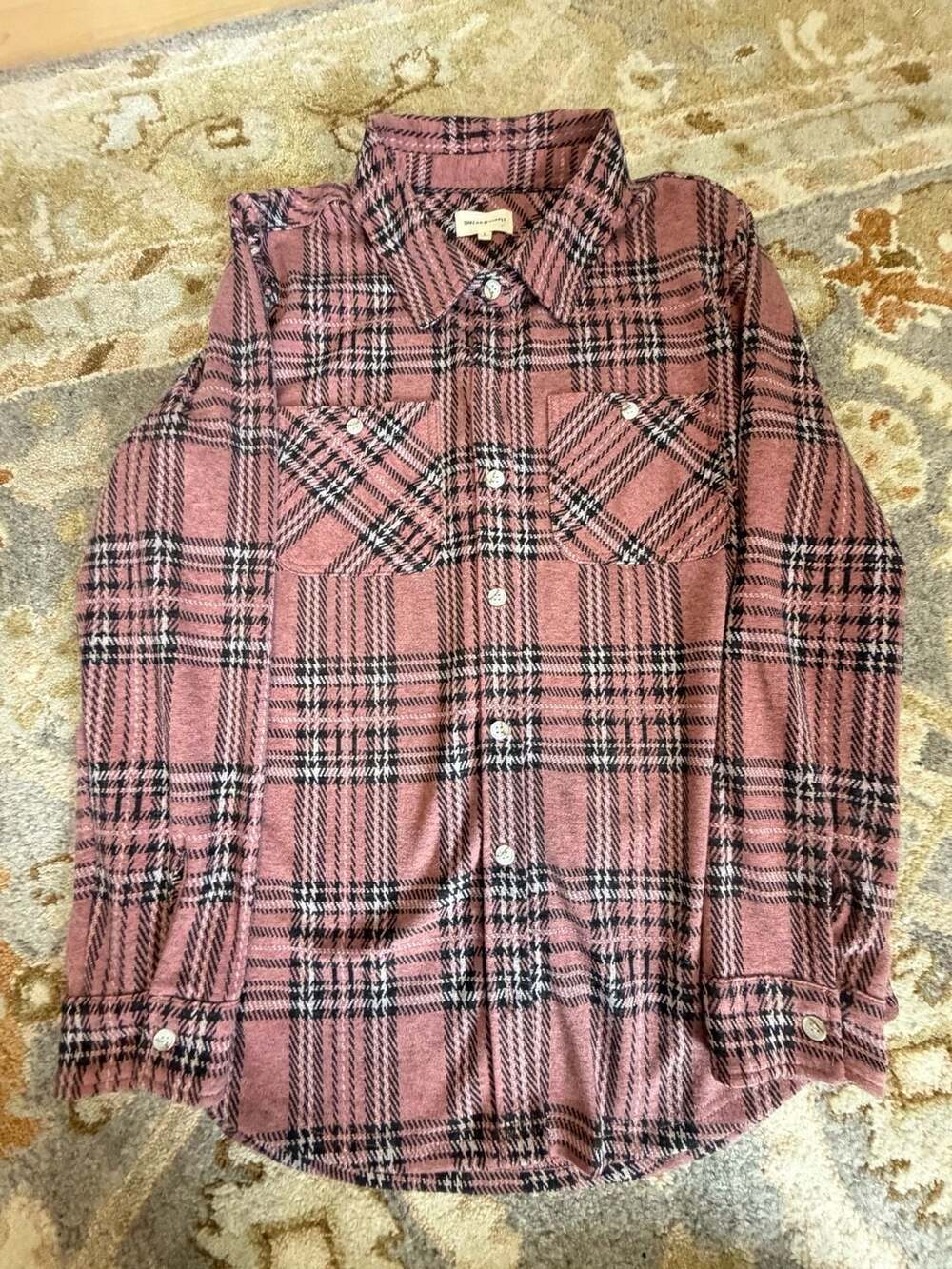 Thread & Supply Brick Plaid Long Sleeve Button Down Flannel Shirt